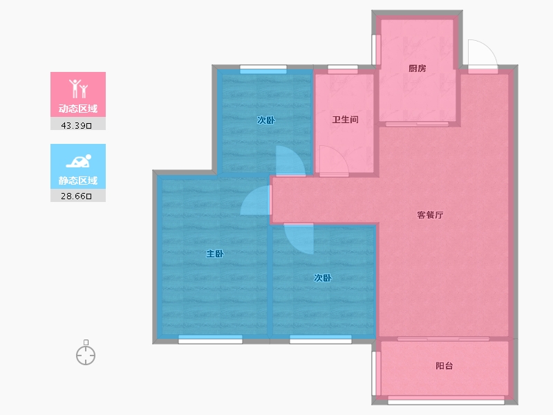 山东省-济宁市-邹城东海院子-76.80-户型库-动静分区