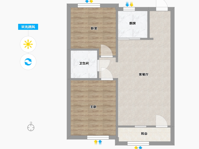 辽宁省-沈阳市-碧桂园公园里-64.51-户型库-采光通风