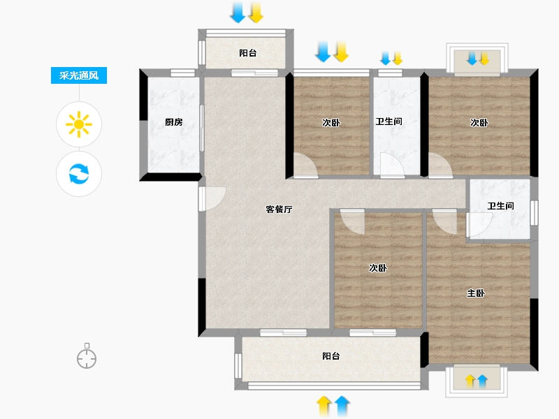 湖北省-黄冈市-公园紫京城-108.00-户型库-采光通风