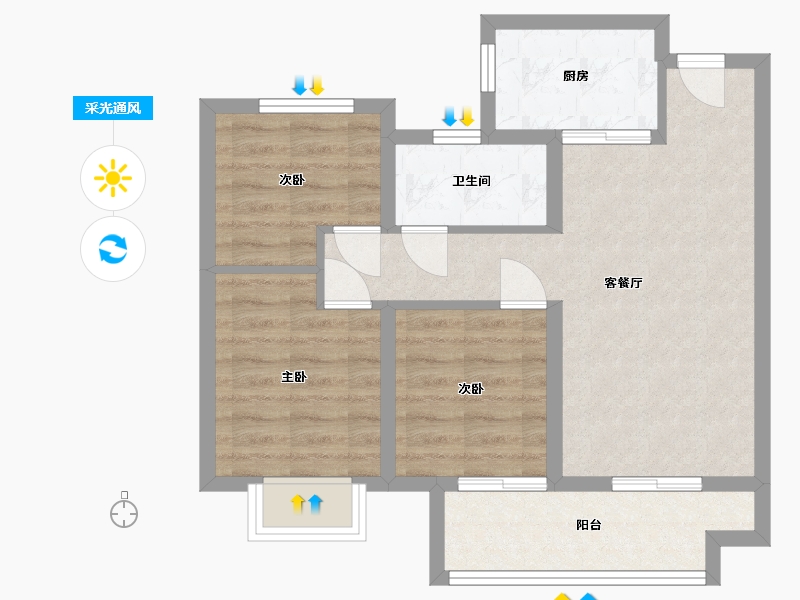 河南省-郑州市-城南正荣府-69.00-户型库-采光通风