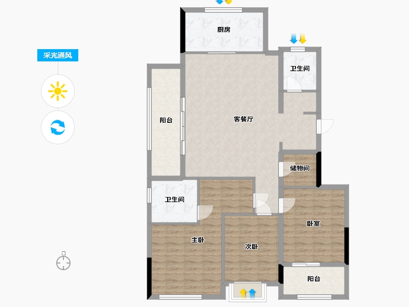 浙江省-杭州市-绿城滨江联发春来雅庭-119.00-户型库-采光通风