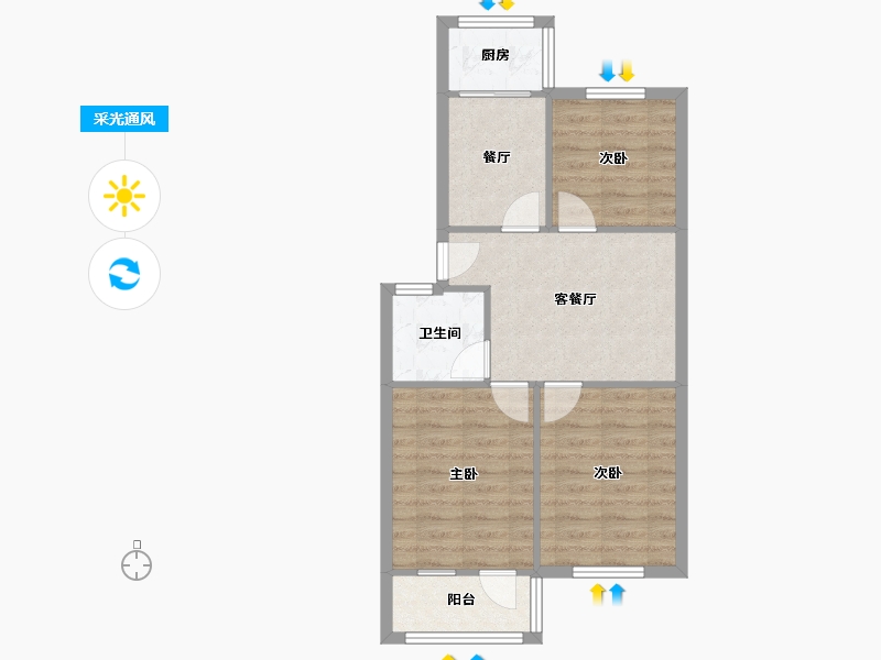 江苏省-南京市-渊声巷-43号院-68.00-户型库-采光通风