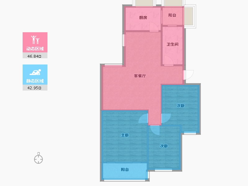 湖北省-武汉市-南湖花园城康乐苑-73.58-户型库-动静分区