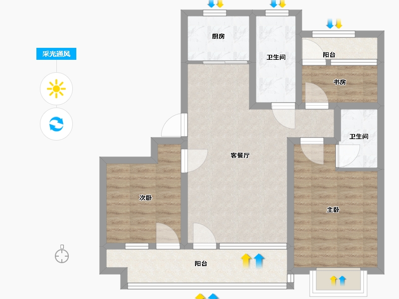 山东省-青岛市-兴华悦府-75.00-户型库-采光通风