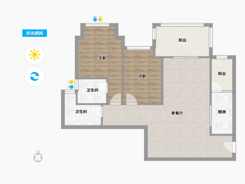 重庆-重庆市-新江与城悠澜-78.36-户型库-采光通风