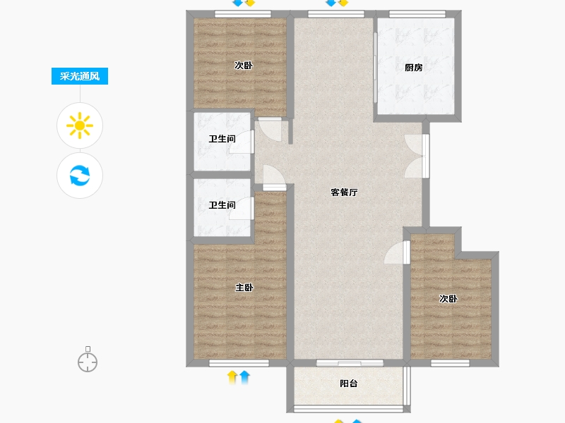 山西省-朔州市-怡景佳苑-106.40-户型库-采光通风