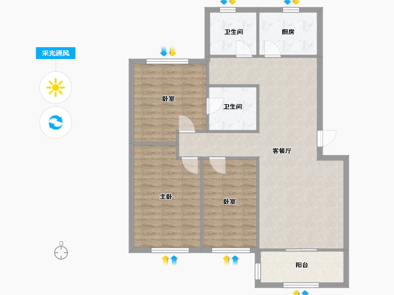 四川省-成都市-棠湖家苑-112.60-户型库-采光通风