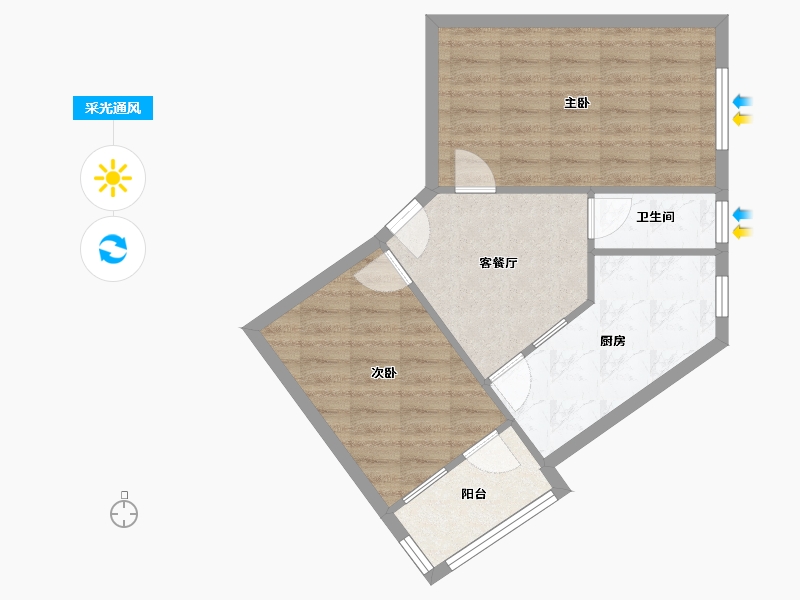 山东省-济南市-昆仑街小区-55.12-户型库-采光通风