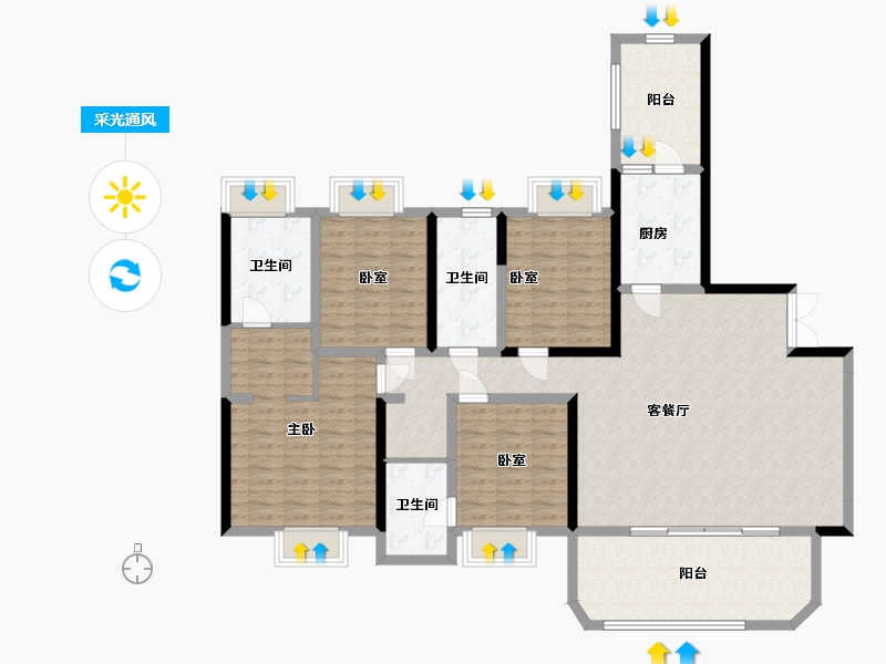 四川省-成都市-人居锦城峰荟荟瑞阁-155.20-户型库-采光通风