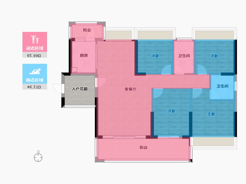 广东省-惠州市-云峰花园-105.60-户型库-动静分区