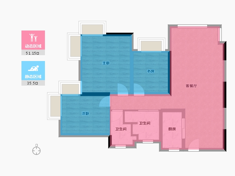 四川省-成都市-东骏湖景湾-71.20-户型库-动静分区