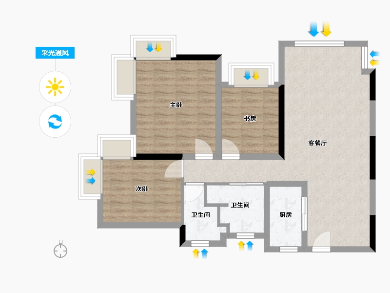 四川省-成都市-东骏湖景湾-71.20-户型库-采光通风