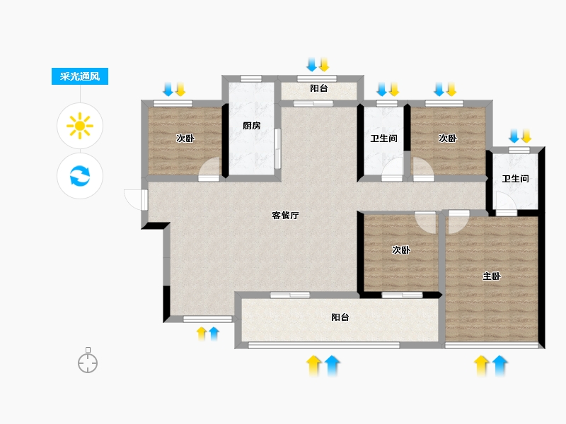 广西壮族自治区-南宁市-轨道步云江畔-105.60-户型库-采光通风