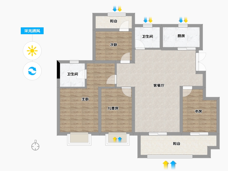 江西省-南昌市-市政公用城-107.63-户型库-采光通风