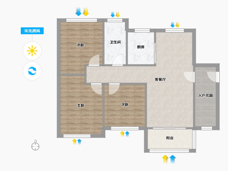 广东省-惠州市-德丰凯旋城-北区-69.10-户型库-采光通风