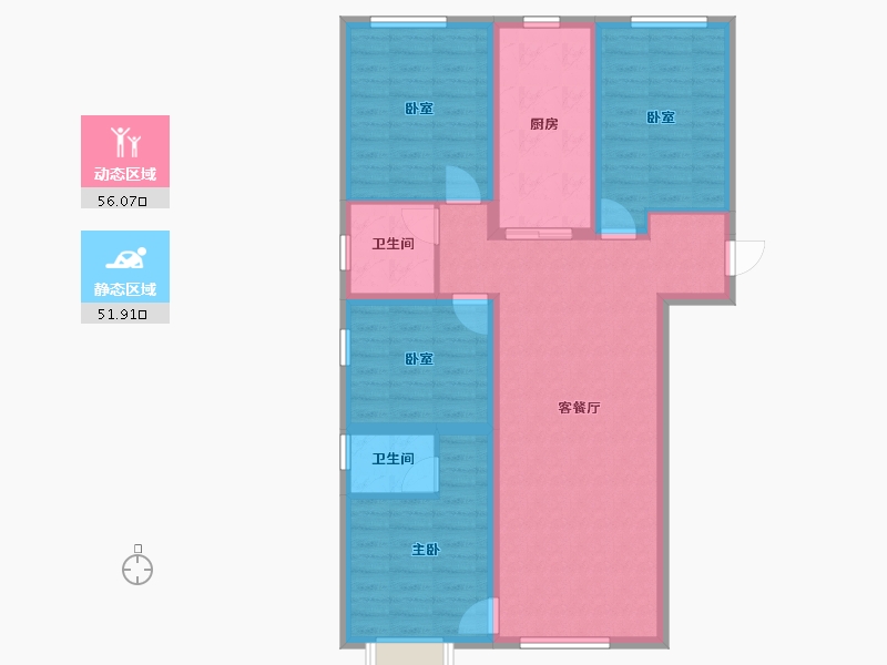 陕西省-榆林市-金阳光二期锦城-108.92-户型库-动静分区