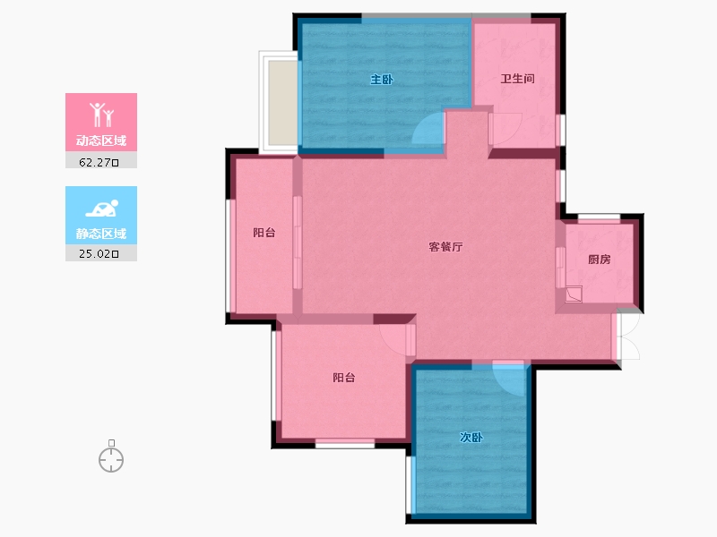 安徽省-合肥市-北城世纪城帝徽苑-77.43-户型库-动静分区