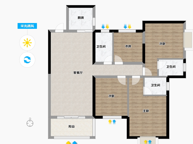 广西壮族自治区-玉林市-侨乡华府-104.50-户型库-采光通风