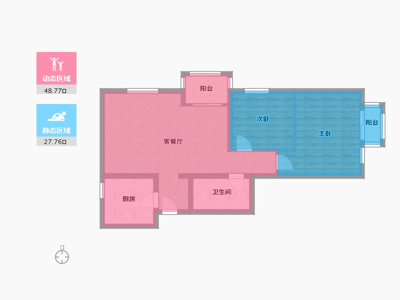 北京-北京市-风荷曲苑-75.20-户型库-动静分区