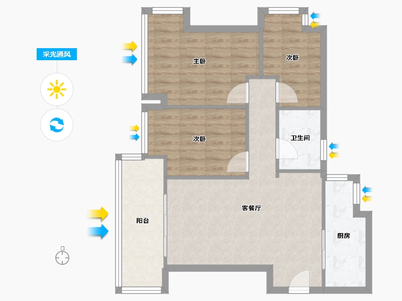 广东省-东莞市-新鸿基珑汇-65.87-户型库-采光通风