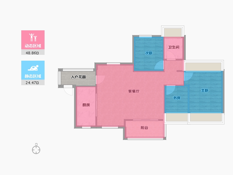 广东省-中山市-越秀天樾湾-64.00-户型库-动静分区