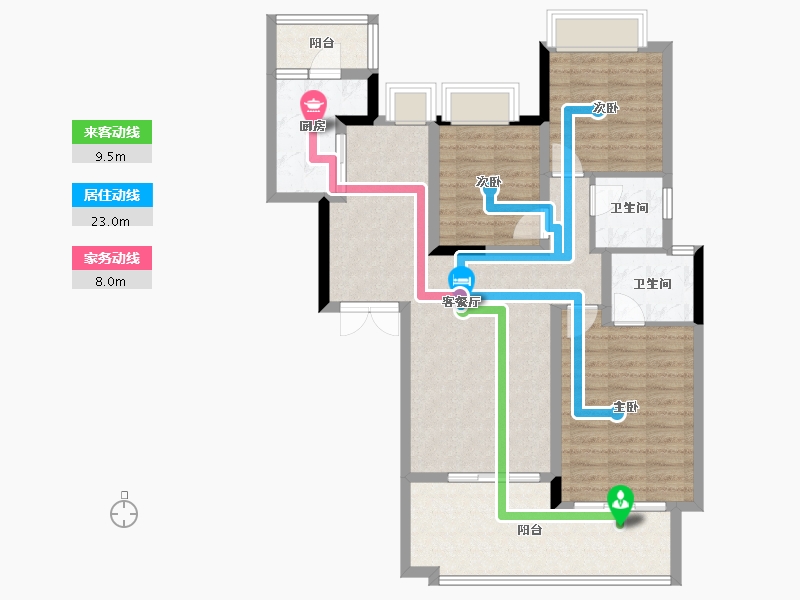 贵州省-铜仁市-樱花苑-91.69-户型库-动静线