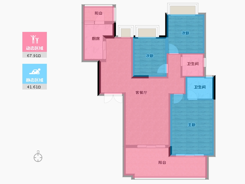 贵州省-铜仁市-樱花苑-91.69-户型库-动静分区