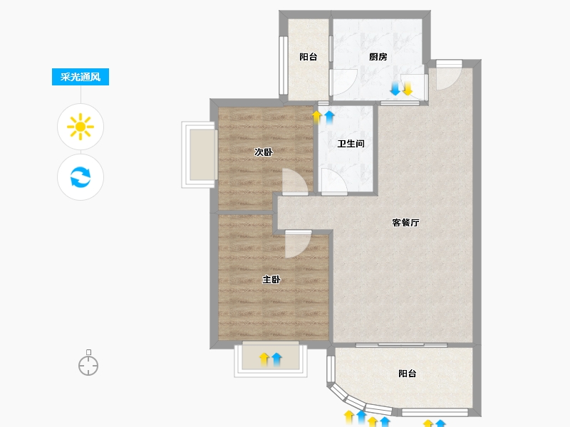 重庆-重庆市-升伟新天地-70.88-户型库-采光通风