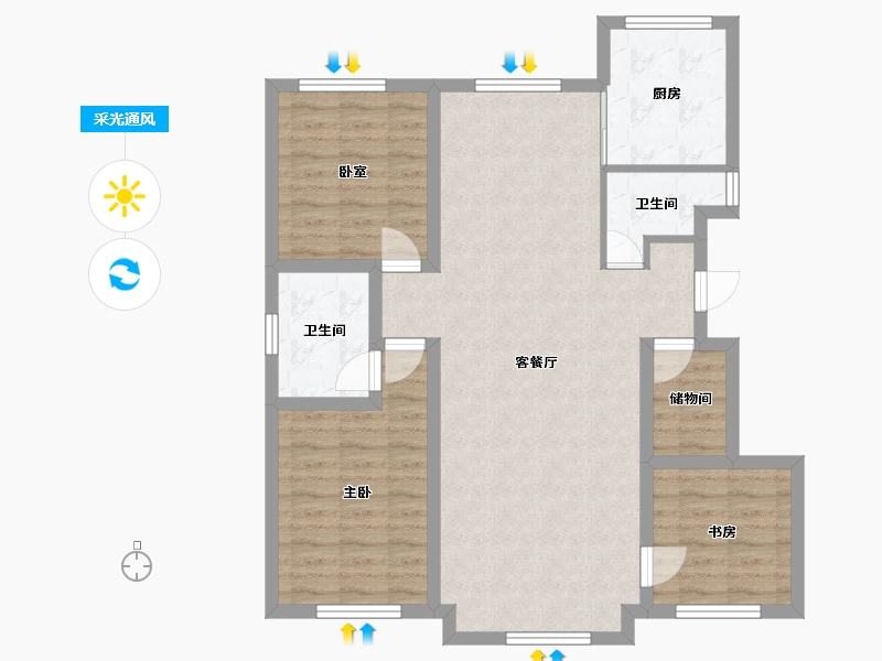 黑龙江省-大庆市-中央华府-96.00-户型库-采光通风