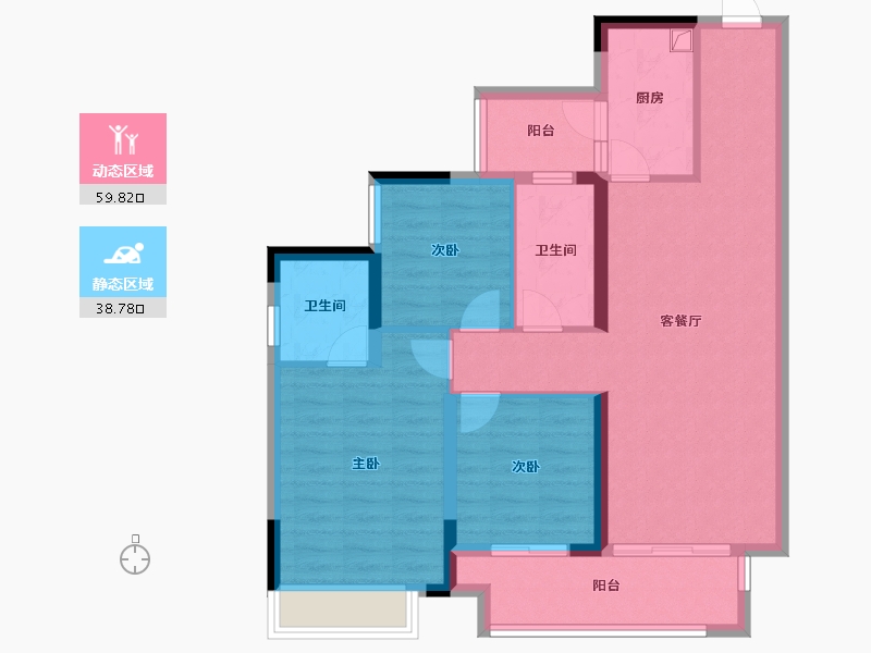 重庆-重庆市-大发熙悦书山境-92.06-户型库-动静分区