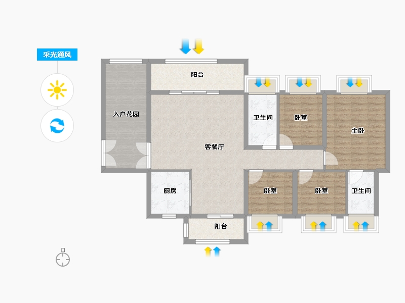 广东省-韶关市-保利东湾花园-113.50-户型库-采光通风