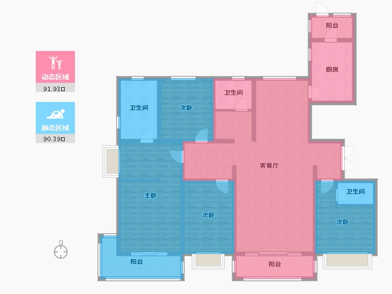 河南省-郑州市-金叶嘉苑-180.00-户型库-动静分区