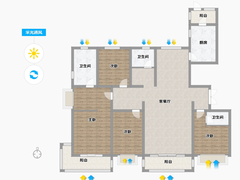 河南省-郑州市-金叶嘉苑-180.00-户型库-采光通风