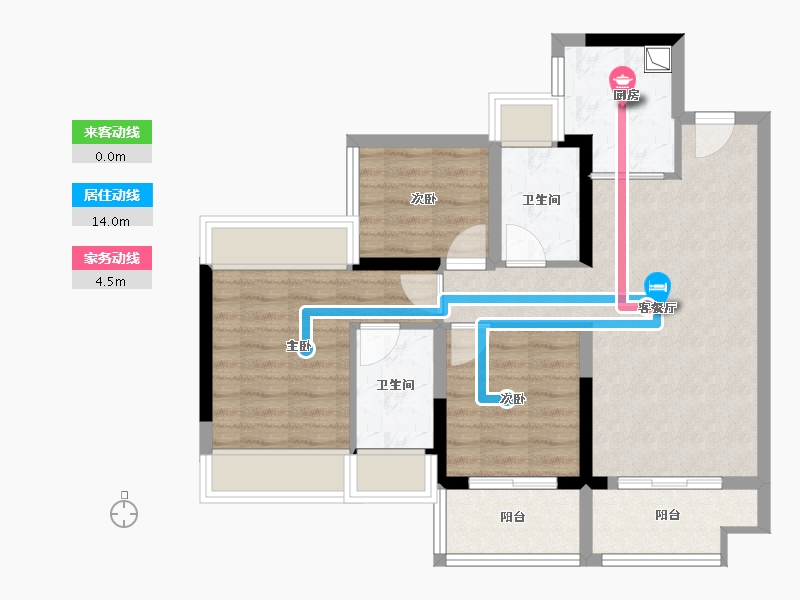 广东省-中山市-越秀建发·玺樾珺樾-71.30-户型库-动静线