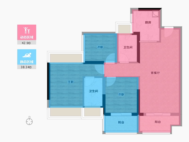 广东省-中山市-越秀建发·玺樾珺樾-71.30-户型库-动静分区