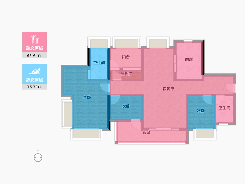 广东省-广州市-保利花语和岸-90.40-户型库-动静分区