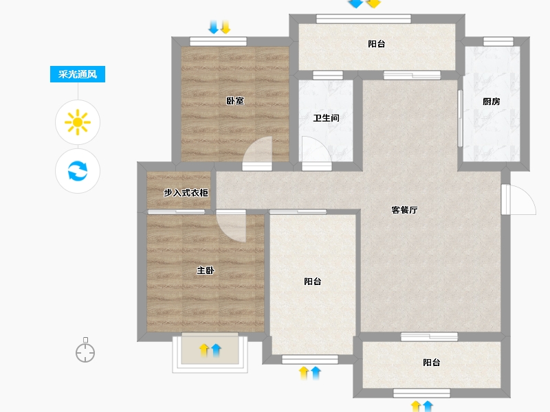 广西壮族自治区-北海市-书香水韵-72.80-户型库-采光通风