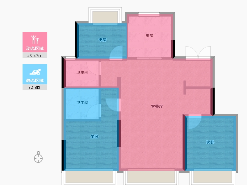 吉林省-长春市-保利·和煦-69.95-户型库-动静分区