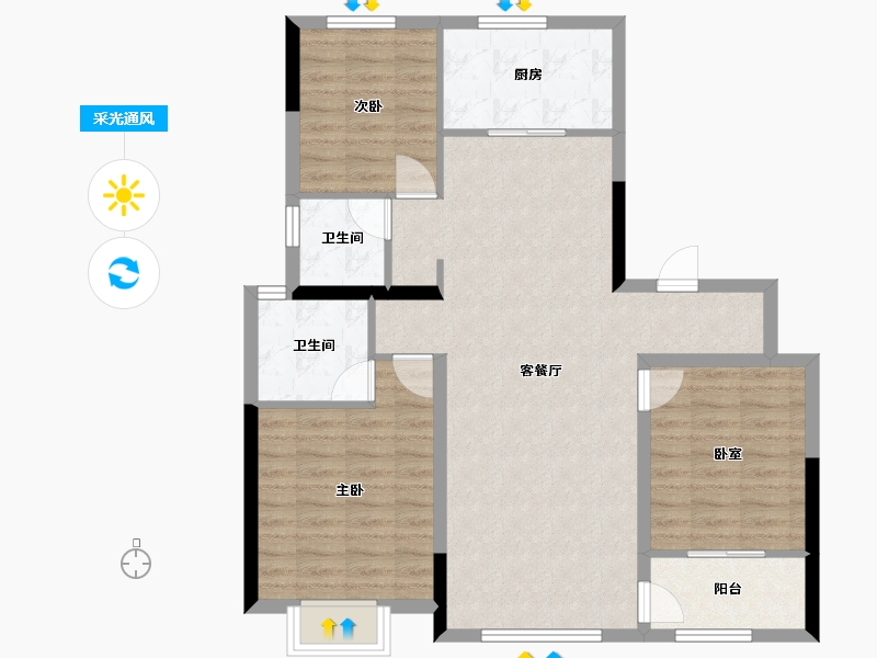 山东省-济宁市-能源蓝城·春风仁里-92.21-户型库-采光通风