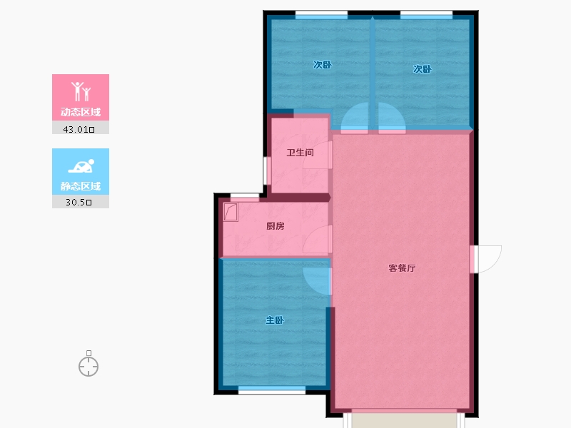 新疆维吾尔自治区-乌鲁木齐市-石湾·雅山壹号院-66.06-户型库-动静分区