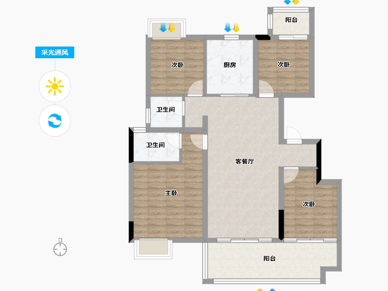 湖南省-长沙市-碧桂园阅山境-101.61-户型库-采光通风