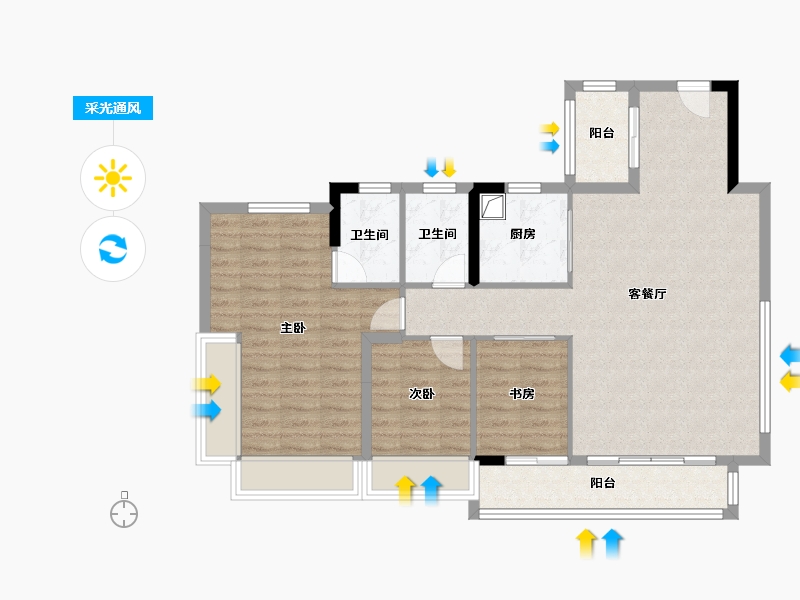 广东省-广州市-保利花语和岸-86.00-户型库-采光通风