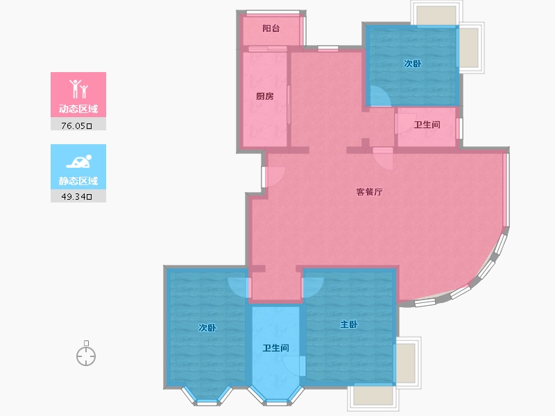 北京-北京市-城南嘉园益明园-124.79-户型库-动静分区