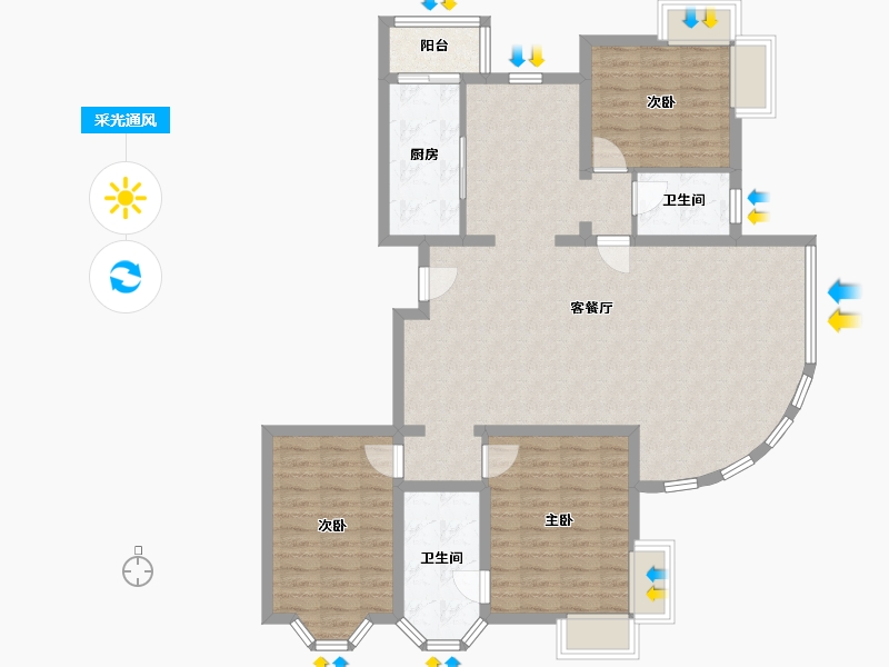 北京-北京市-城南嘉园益明园-124.79-户型库-采光通风