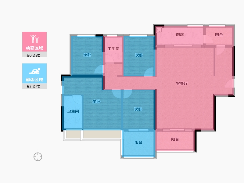 广东省-中山市-越秀建发·玺樾珺樾-129.68-户型库-动静分区