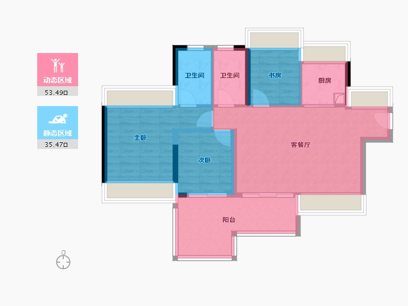 广东省-中山市-星晨·君悦湾-79.67-户型库-动静分区