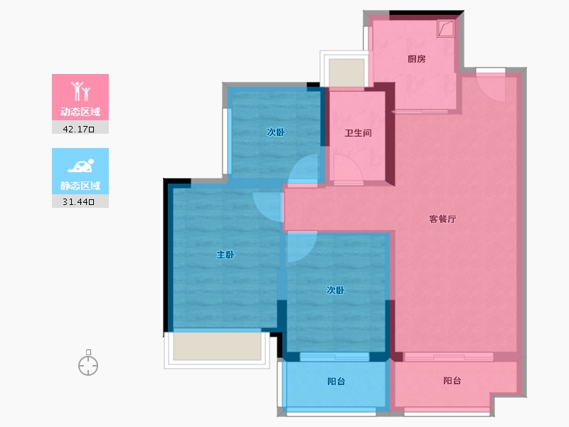 广东省-中山市-越秀建发·玺樾珺樾-64.82-户型库-动静分区