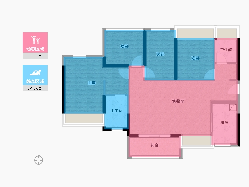 广东省-中山市-越秀建发·玺樾珺樾-90.41-户型库-动静分区