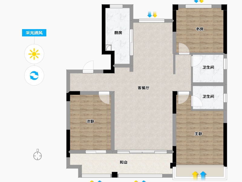 山东省-东营市-海通·公园里-109.67-户型库-采光通风