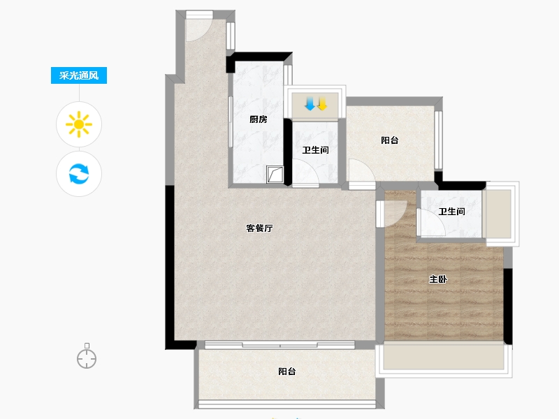 广东省-中山市-星晨·君悦湾-70.68-户型库-采光通风